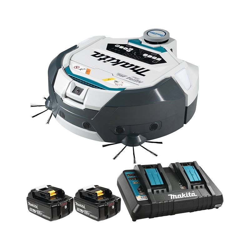 Makita DCR300PT2 18V LXT Brushless Cordless 3.0L Smart Robotic Vacuum Kit, w/ Hepa Filter (5.0Ah x 2 Kit)
