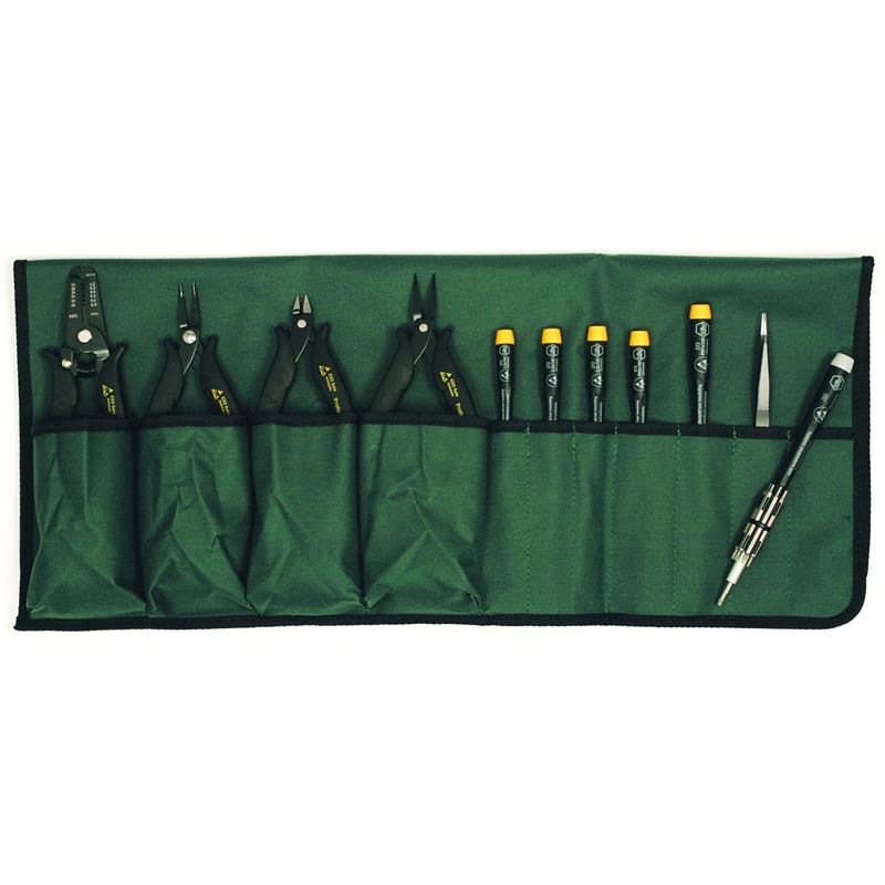 Wiha 26 Piece ESD Safe Set -2 Pliers, Cutter and Stripper, 5 ESD Precision Screwdrivers, MicroBits with Handle and ESD Safe Tweezers