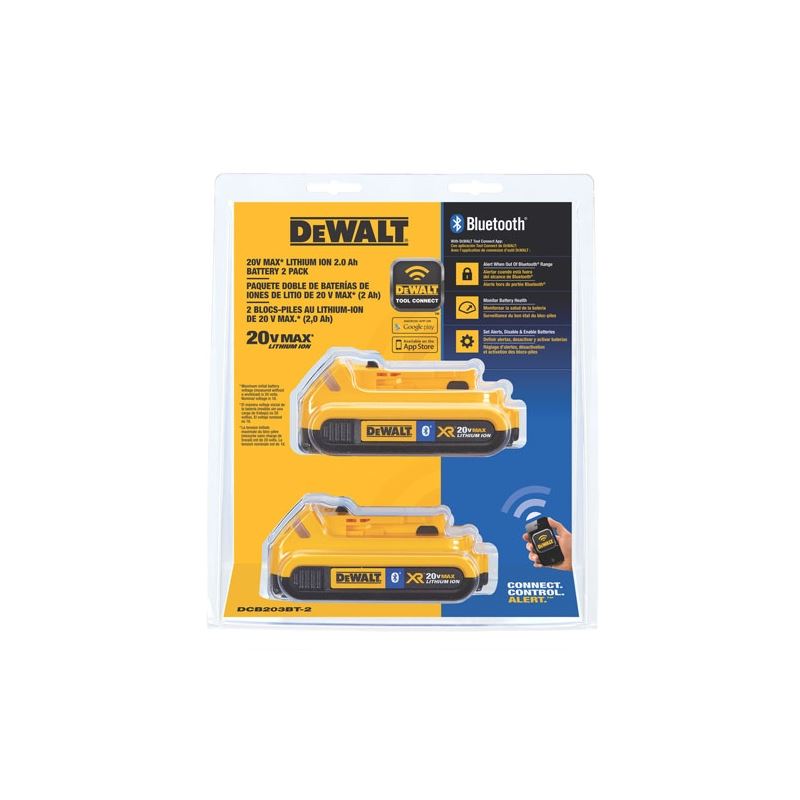 DEWALT DCB203BT-2 20V MAX Compact Battery with Bluetooth 2 Pack