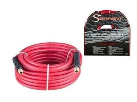 New Line A1430038X50 Red Low-Temp Serpent Air Hose with Crimped Male NPT & Bend Restrictors
