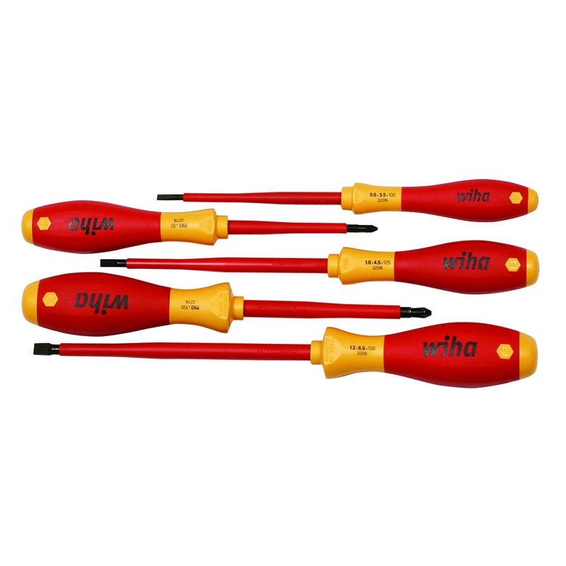 Wiha Slotted and Phillips Insulated Screwdriver Set 5-Piece