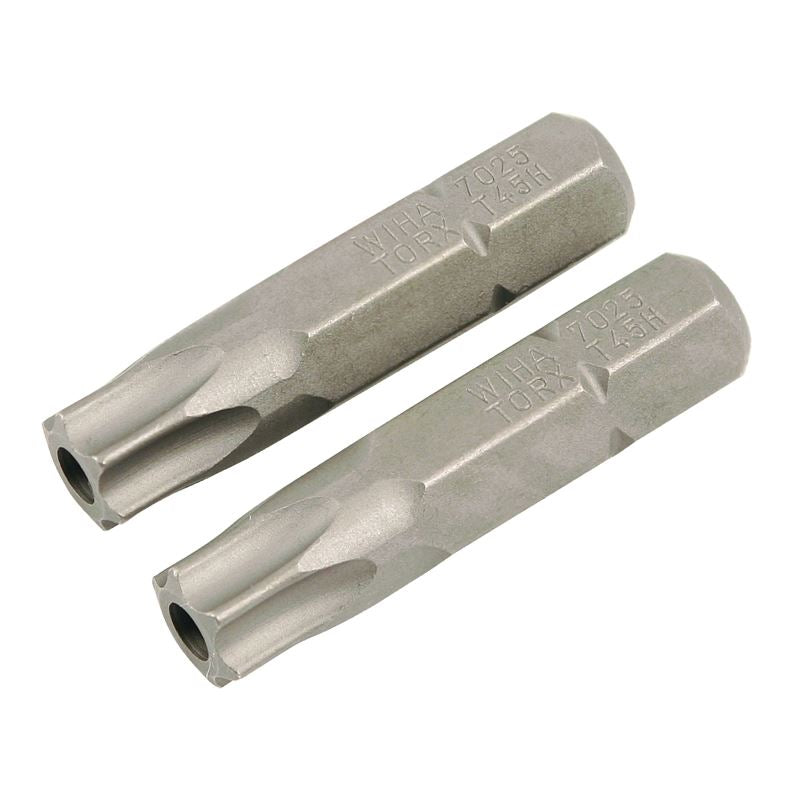 Wiha Security Torx Insert Bit 5/16 T45s Pack of 2 Bits