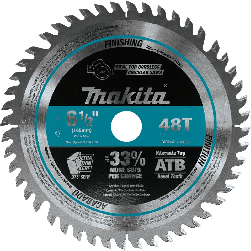 Makita A-99932 6-1/2 in 48T Carbide Tipped Cordless Plunge Saw Blade