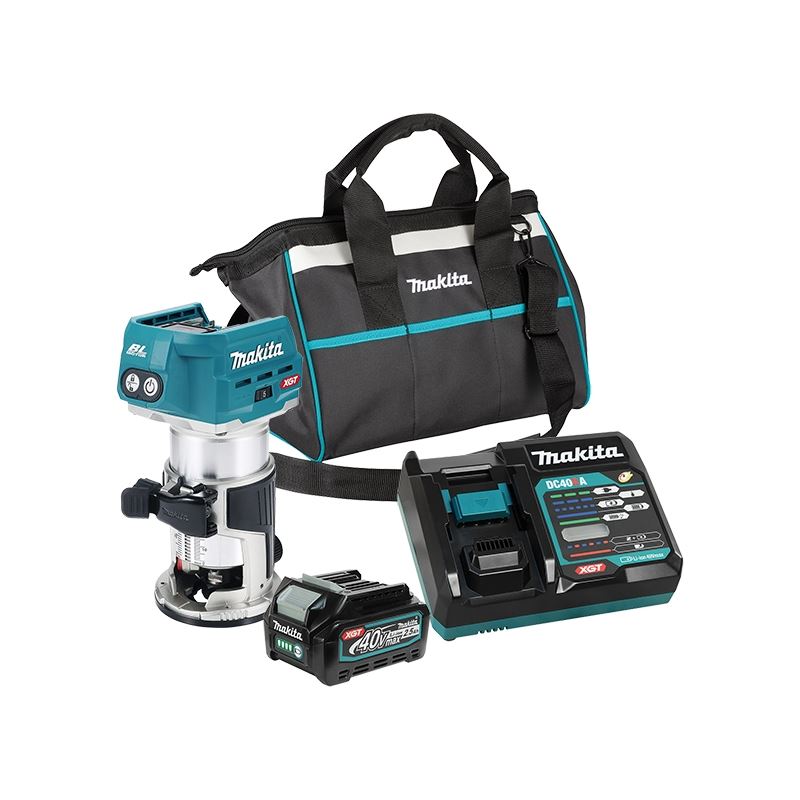 Makita RT001GD101 40V max XGT Brushless Cordless Compact Router w/ AWS XPT (2.5 Ah Kit)