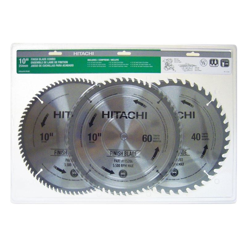 Hitachi | 115166 10" 3-Pack Finish and Combination Miter / Table Saw Blade Set
