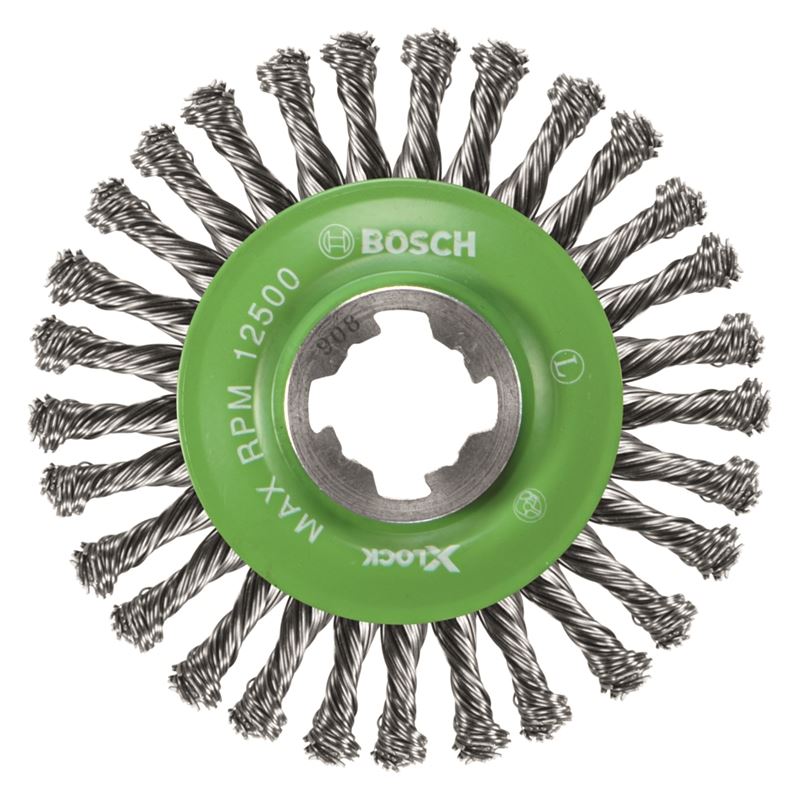 Bosch WBX409 4-1/2 In. Wheel Dia. X-LOCK Arbor Stainless Steel Stringer Bead Knotted Wire Wheel