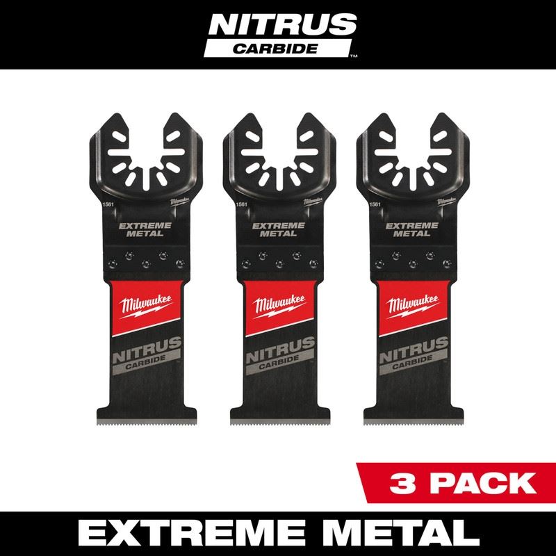Milwaukee 49-25-1563 NITRUS CARBIDE Extreme Metal Universal Fit OPEN-LOK Multi-Tool Blade - 3pk