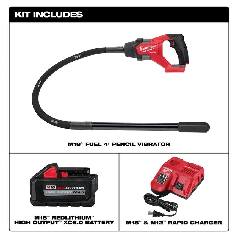 Milwaukee 2910-21 M18 FUEL 4ft Concrete Pencil Vibrator Kit