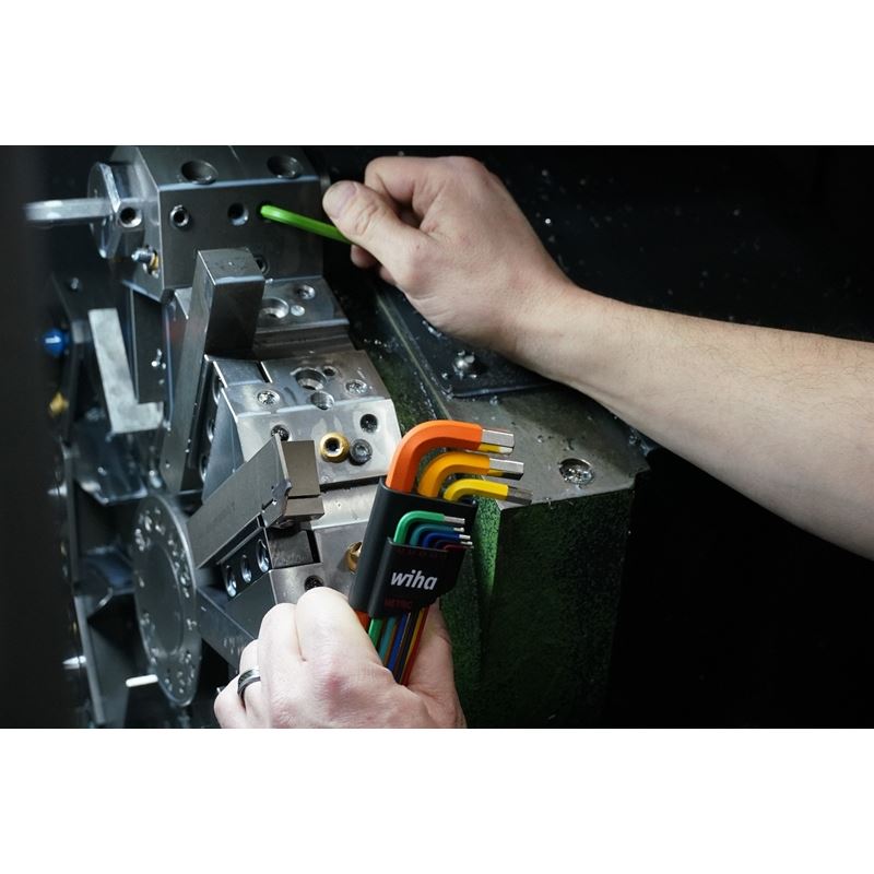 WIHA-66980 9 Piece Ball End Color Coded Hex L-Key Set - Metric