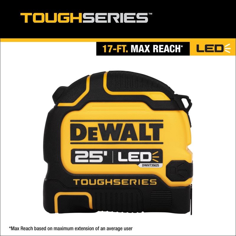 DEWALT DWHT35625S TOUGHSERIES 25 FT Lighted Tape Measure