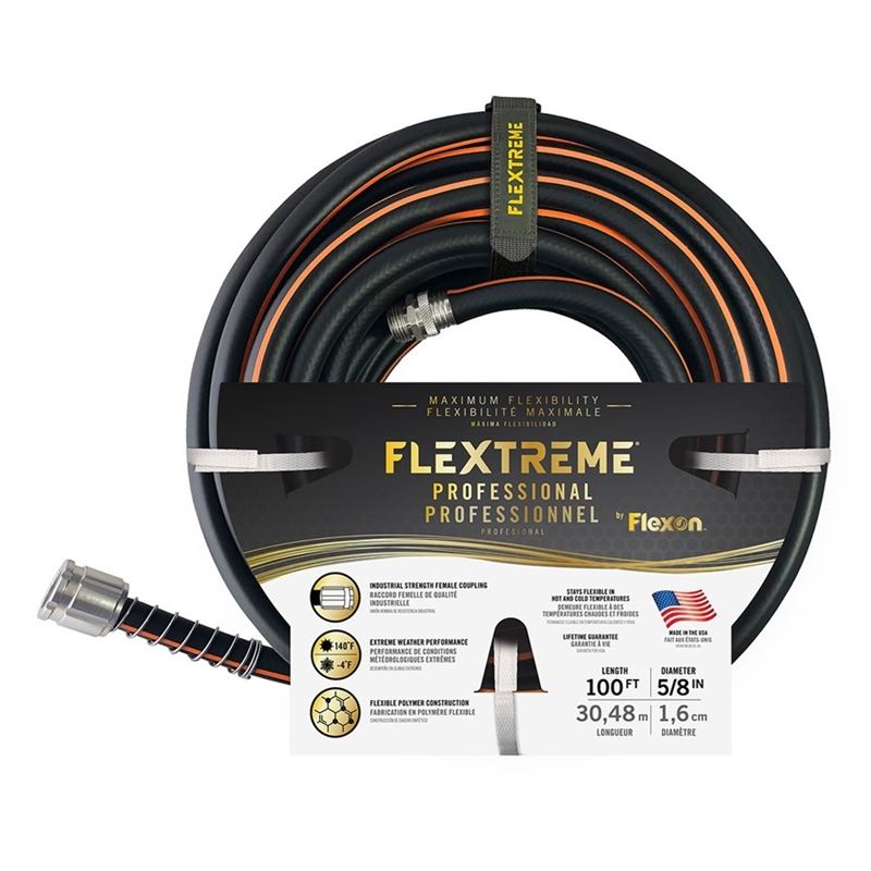 Toolway 88010449 Garden Hose 5/8 In X 100ft Flextreme Perfomance Rubber Black