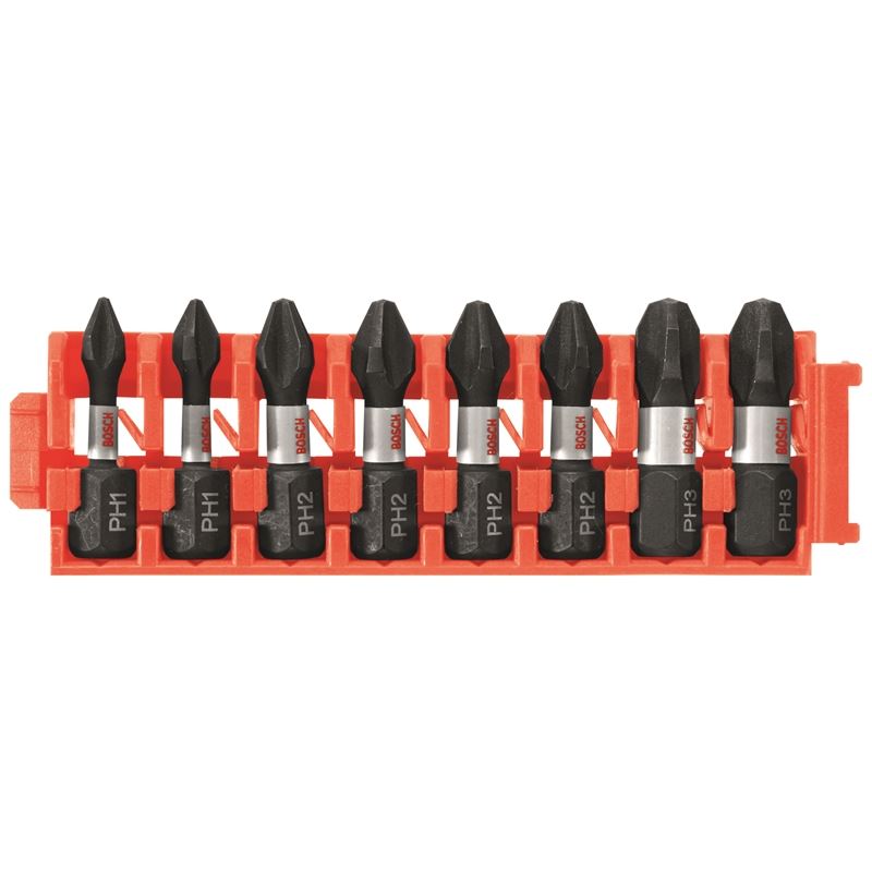 Bosch | CCSPHV108 8 pc. Impact Tough Phillips 1 In. Insert Bits with Clip for Custom Case System
