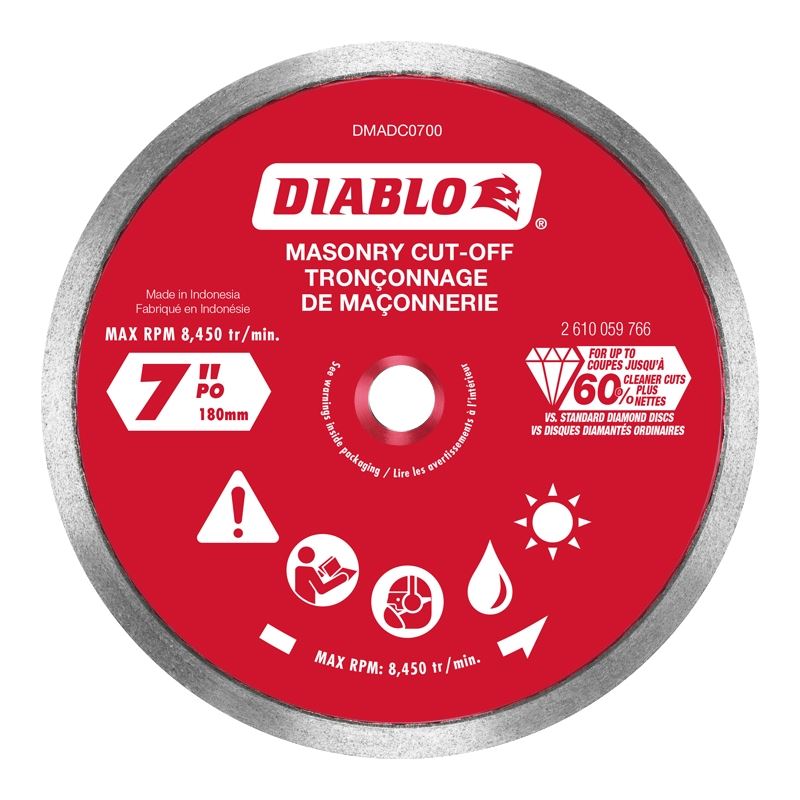 Diablo DMADC0700 7 in. Diamond Continuous Rim Cut-Off Discs for Masonry