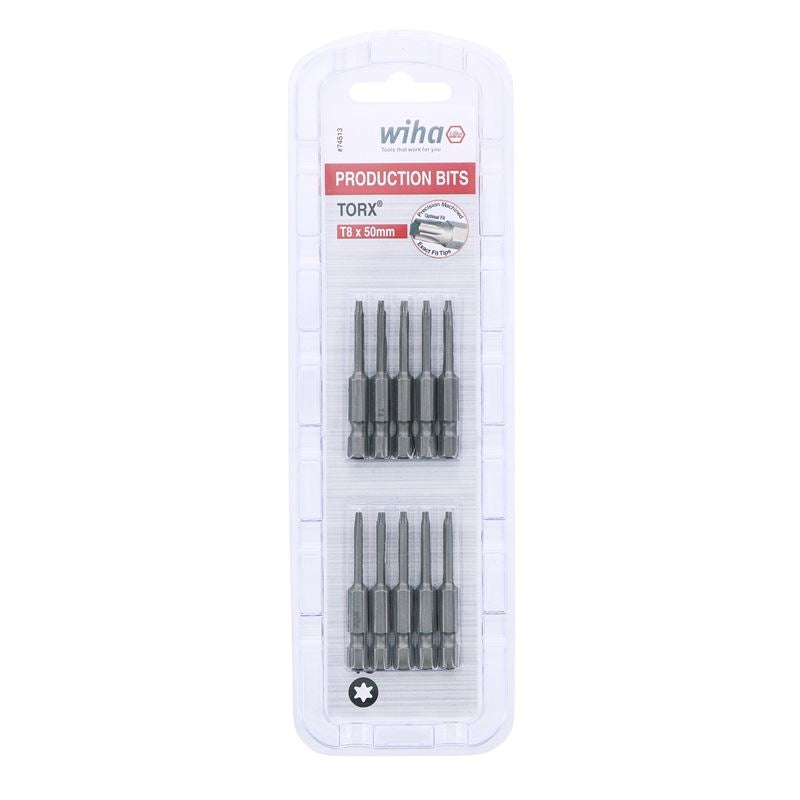 Wiha Torx Power Bit T8 x 50mm Pack of 10 Bits
