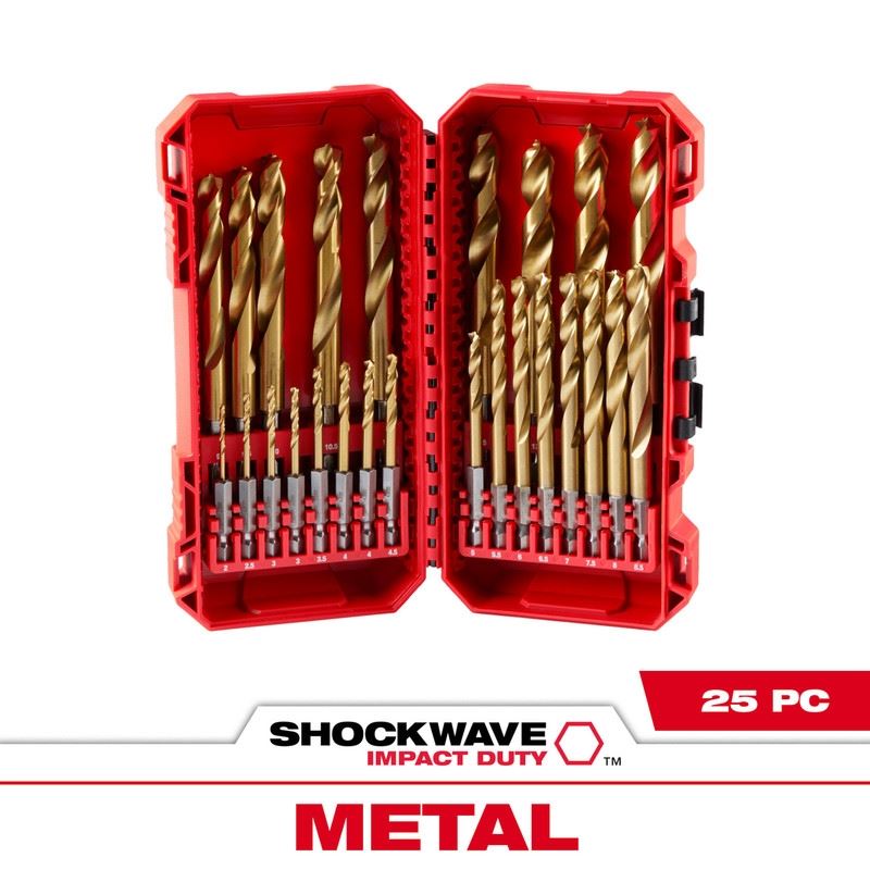Milwaukee 48-89-4861 SHOCKWAVE Impact Duty RED HELIX Titanium Metric Drill Bit Set - 25PC