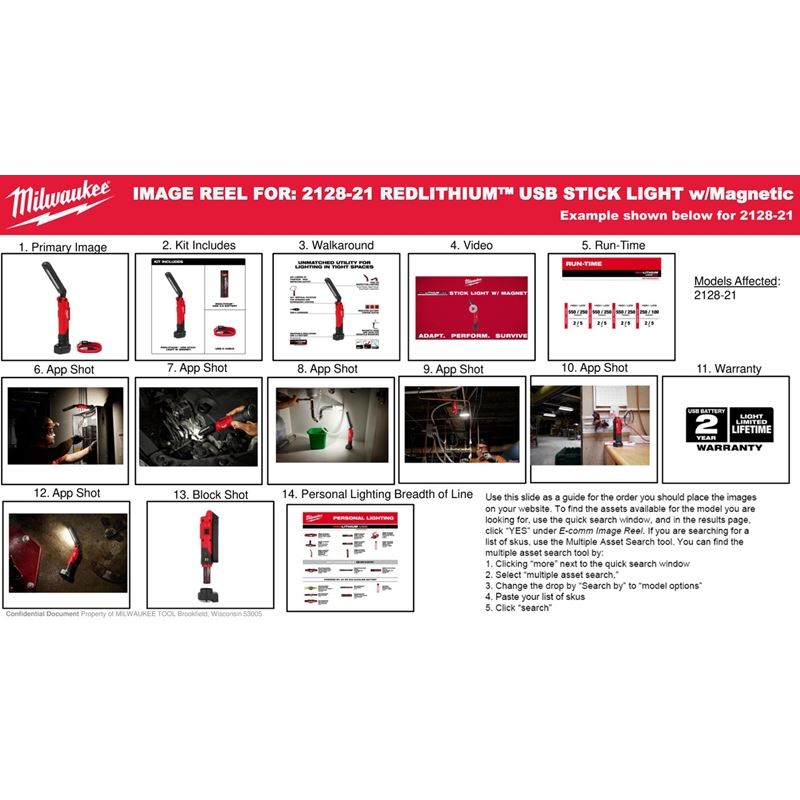 Milwaukee 2128-21 RLUSB STICK LIGHT