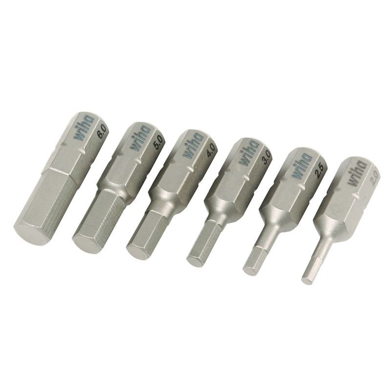 Wiha Hex Metric Insert Bit 2.0mm - 6.0mm 6 Pack