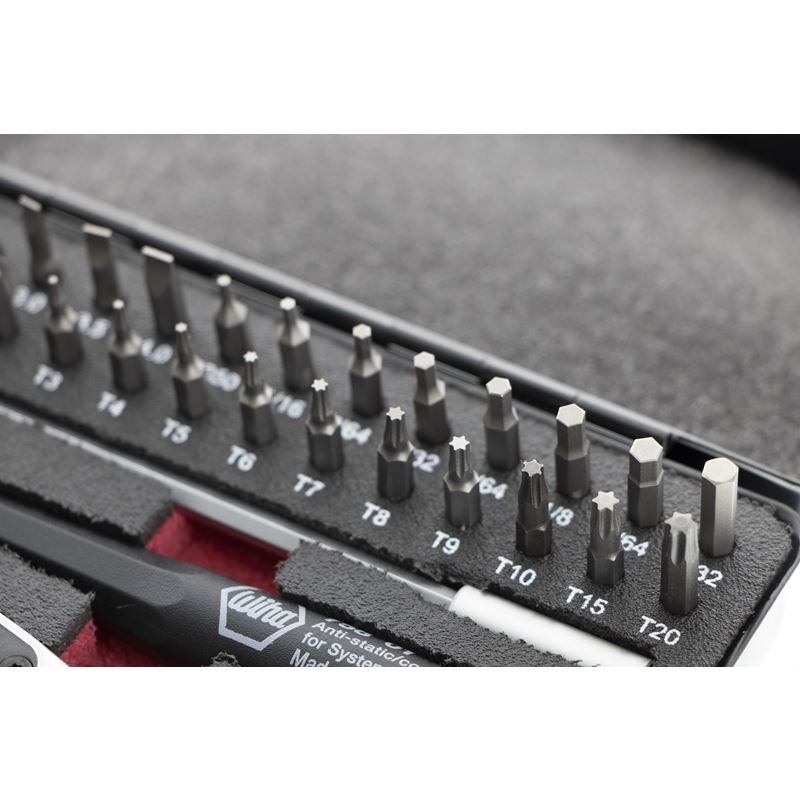 Wiha Master Tech 65 Piece Set - ESD Handle, Mini Ratchet and MicroBits In Metal Storage Box