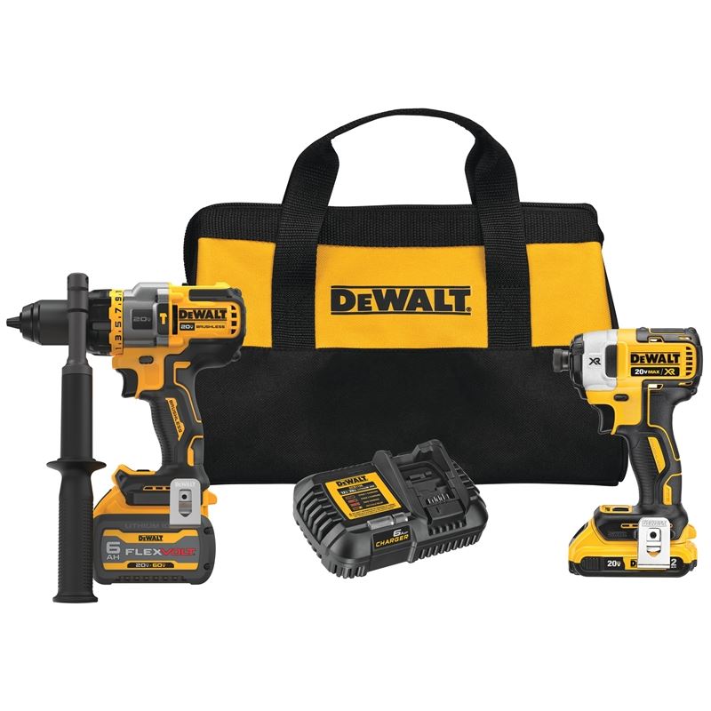 DEWALT DCK2100D1T1 20V MAX* BRUSHLESS CORDLESS 2-TOOL KIT INCLUDING HAMMER DRILL/DRIVER WITH FLEXVOLT ADVANTAGE