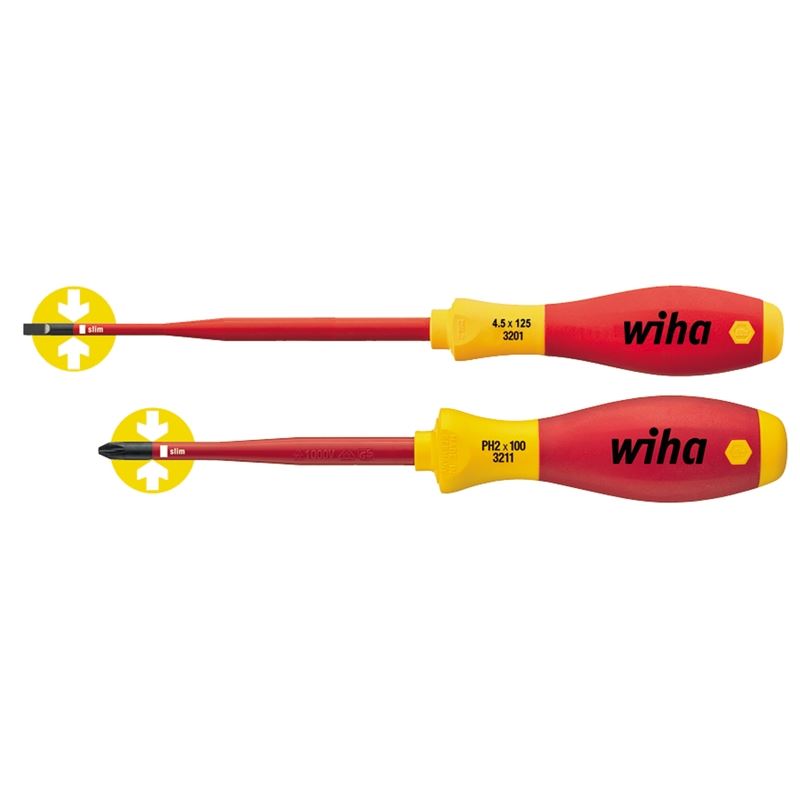 Wiha Insulated SlimLine Slotted/Phillips Screwdrivers 2 Piece Set