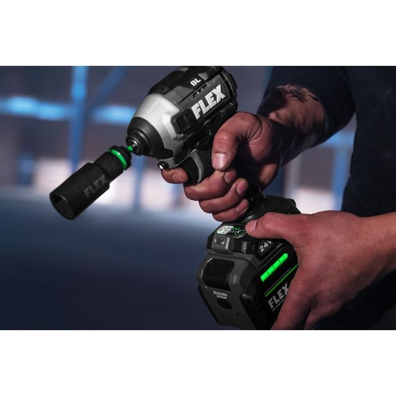 FLEX FX1371A-1H 24V 1/4 in Quick Eject Hex Impact Driver w/ Multi-Mode Stacked-Lithium Kit