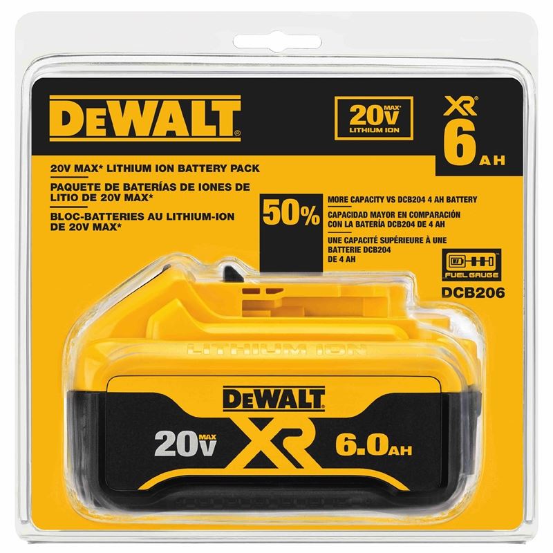 DEWALT DCB206 20V MAX PREMIUM XR 6.0Ah LITHIUM ION BATTERY PACK