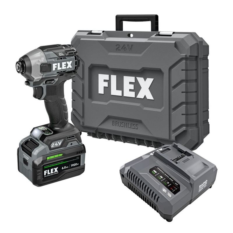FLEX FX1371A-1H 24V 1/4 in Quick Eject Hex Impact Driver w/ Multi-Mode Stacked-Lithium Kit