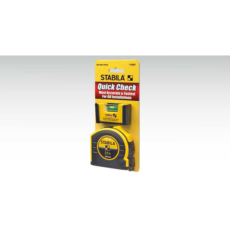 STABILA 11927 Quick Check 27ft Tape/Pocket Level Pro Set