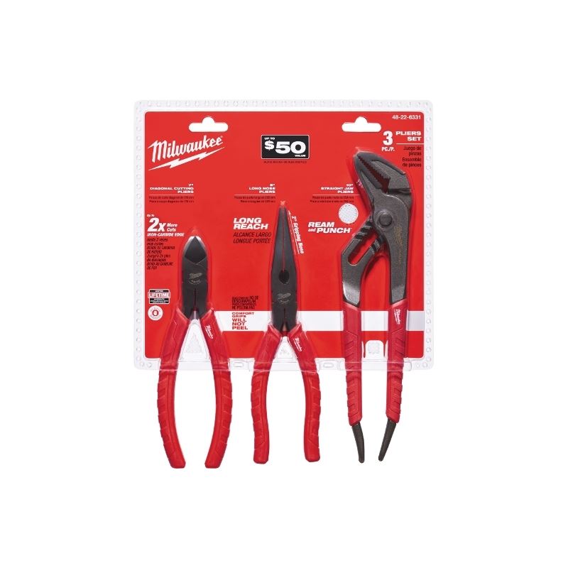 Milwaukee 48-22-6331 3pc Plier Set With Comfort Grip