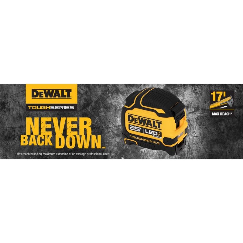 DEWALT DWHT35625S TOUGHSERIES 25 FT Lighted Tape Measure
