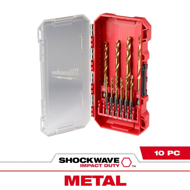 Milwaukee 48-89-4633 SHOCKWAVE Impact Duty RED HELIX Titanium Drill Bit Set - 10PC