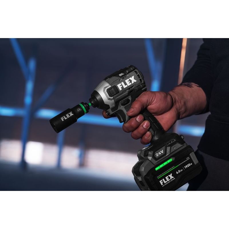 FLEX FX1371A-1H 24V 1/4 in Quick Eject Hex Impact Driver w/ Multi-Mode Stacked-Lithium Kit