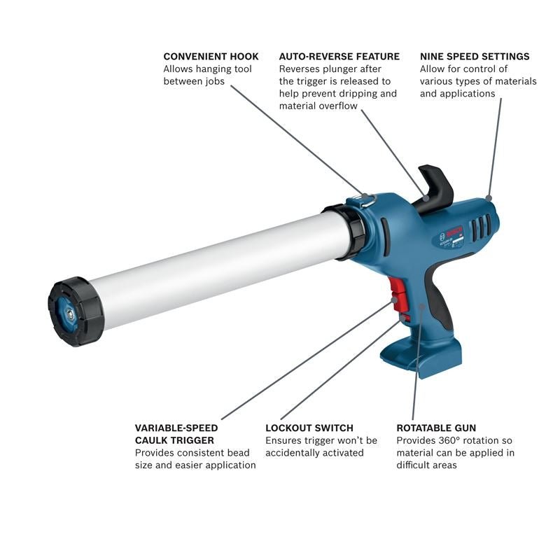 Bosch 18V Caulk and Adhesive Gun (Bare Tool) - Mississauga Hardware Centre IncBOSCHGCG18V-20N