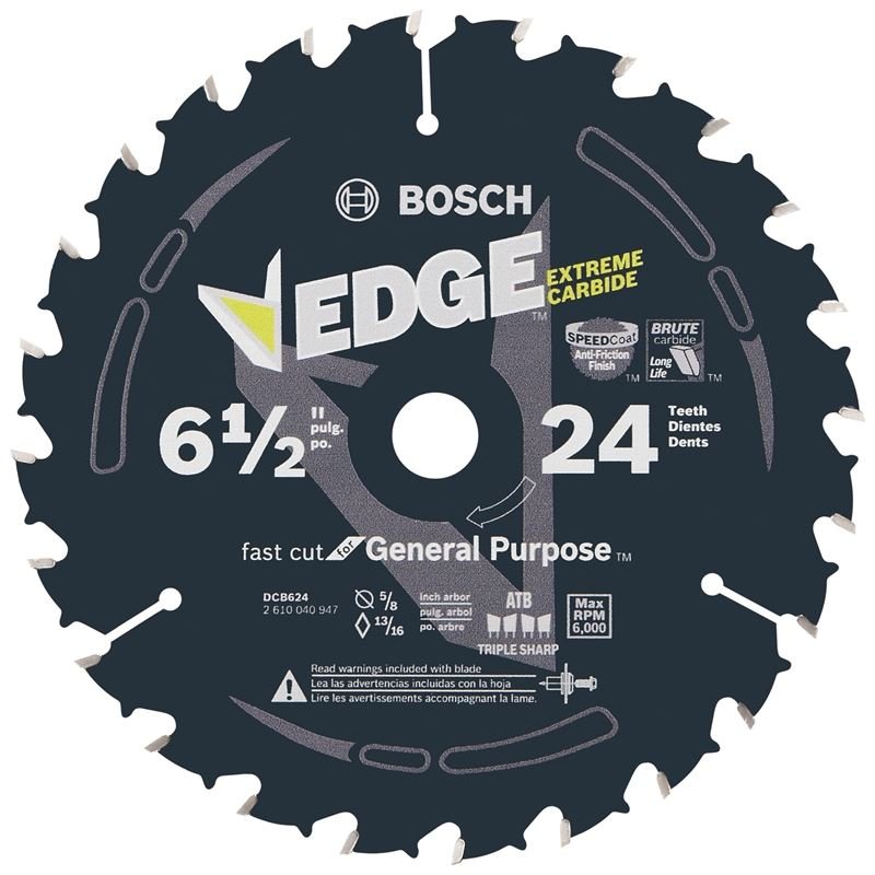 Bosch | DCB624 6 - 1/2 In. 24 Tooth Edge Circular Saw Blade for General Purpose - Mississauga Hardware Centre IncBOSCHDCB624