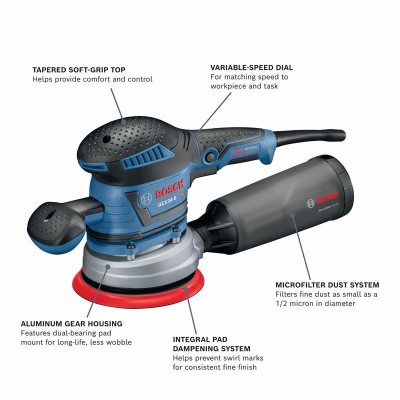 Bosch GEX34 - 6N Corded 6 in. Multi - Hole Random Orbit Sander/Polisher - Mississauga Hardware Centre IncBOSCHGEX34-6N