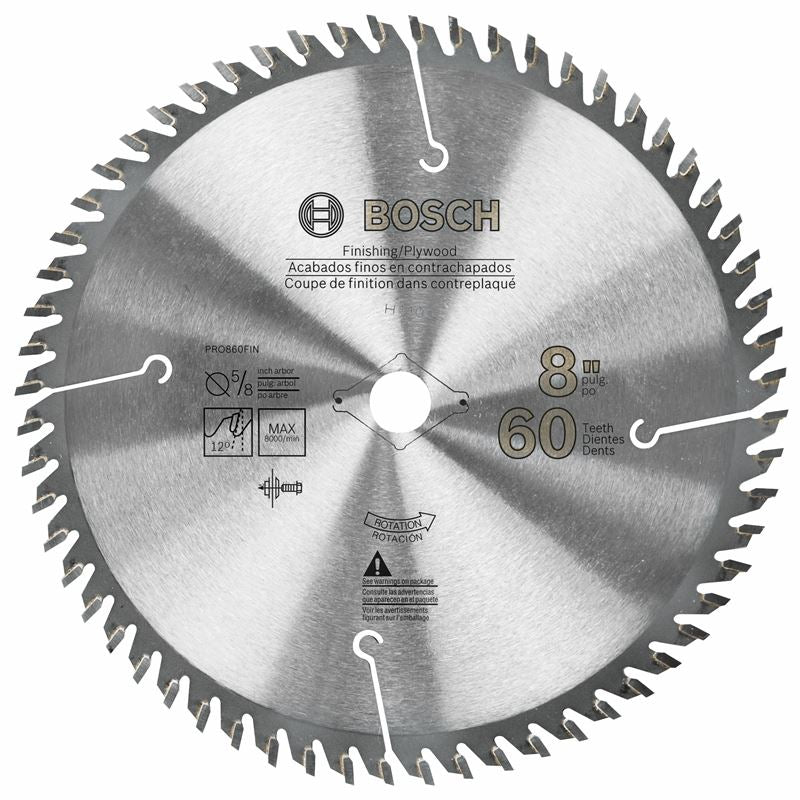 Bosch | PRO860FIN 8 In. 60 Tooth Plywood and Finishing Circular Saw Blade - Mississauga Hardware Centre IncBOSCHPRO860FIN
