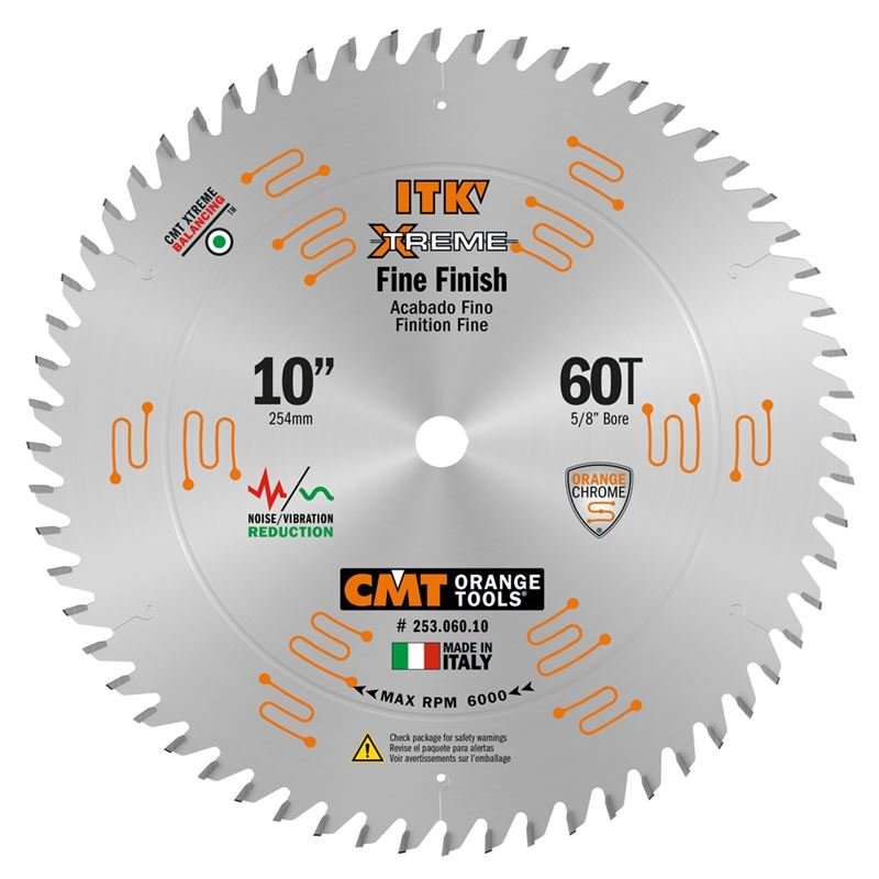 CMT 253.060.10 10 in Sliding Fine Finsh Saw Blade - 60T - Mississauga Hardware Centre Inc