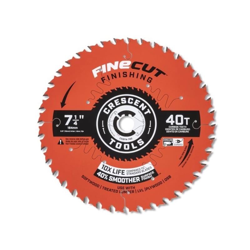 CRESCENT CSBFN - 740 - 10 7 - 1/4in x 40 - Tooth FineCut Finishing Circular Saw Blade - Mississauga Hardware Centre Inc