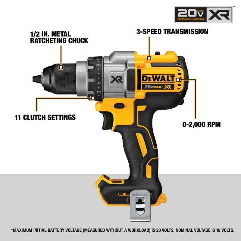 DEWALT DCD991B 20V MAX XR Cordless Brushless 3 - Speed Drill/Driver (Tool Only) - Mississauga Hardware Centre IncDEWALTDCD991B