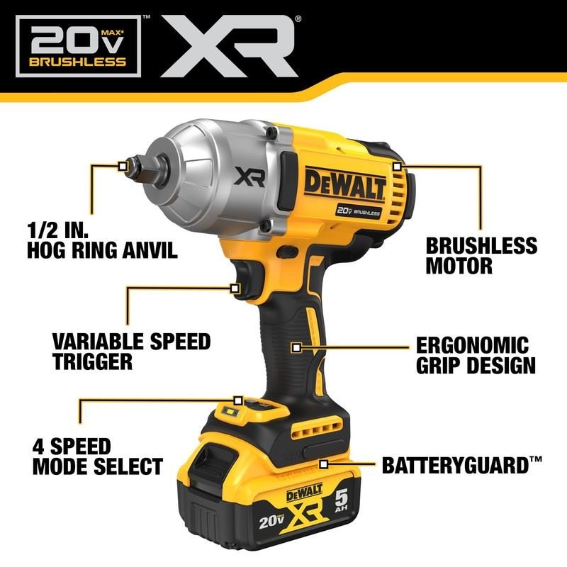 DEWALT DCF900P2 20V MAX XR 1/2 In. High Torque Impact Wrench with Hog Ring Anvil - Mississauga Hardware Centre IncDEWALTDCF900P2