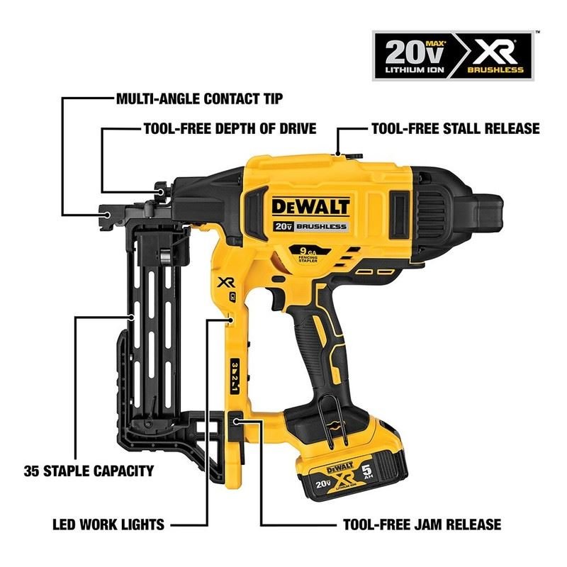 DEWALT DCFS950P2 20V MAX XR 9 GA Cordless Fencing Stapler Kit - Mississauga Hardware Centre IncDEWALTDCFS950P2