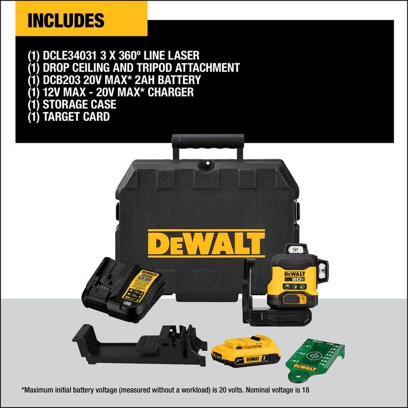 DEWALT DCLE34031D1 20V 3x360 Line Laser Kit - Mississauga Hardware Centre IncDEWALTDCLE34031D1
