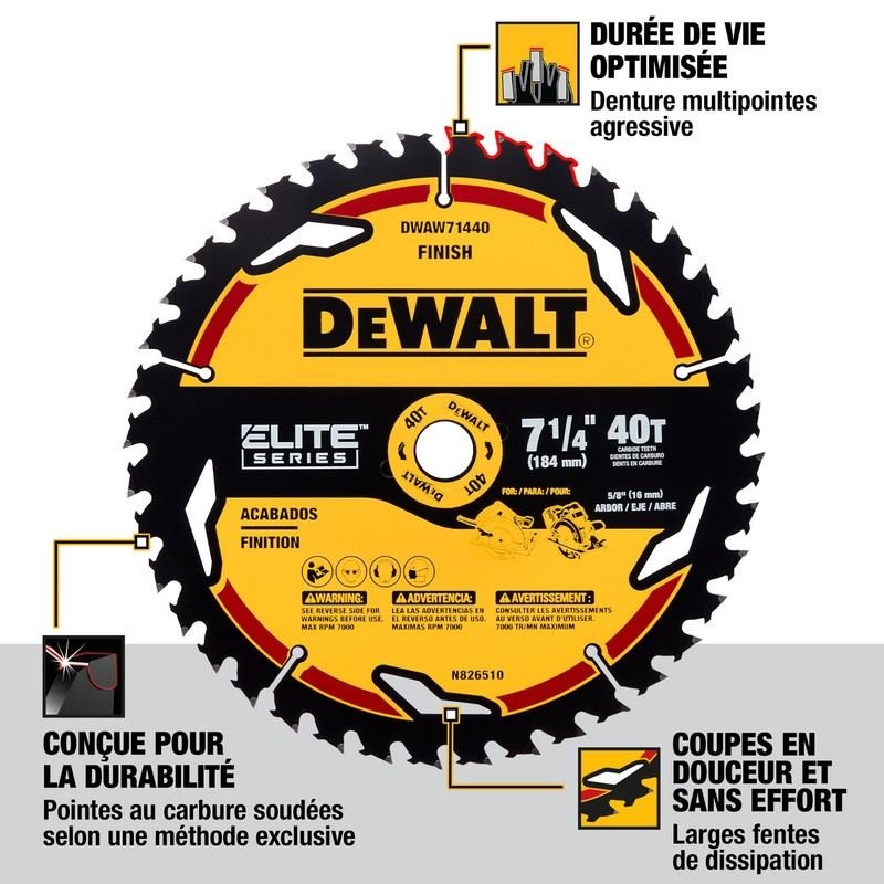 DEWALT DWAW71440 7 - 1/4in 40T ELITE SERIES Circular Saw Blade - Mississauga Hardware Centre IncDEWALTDWAW71440
