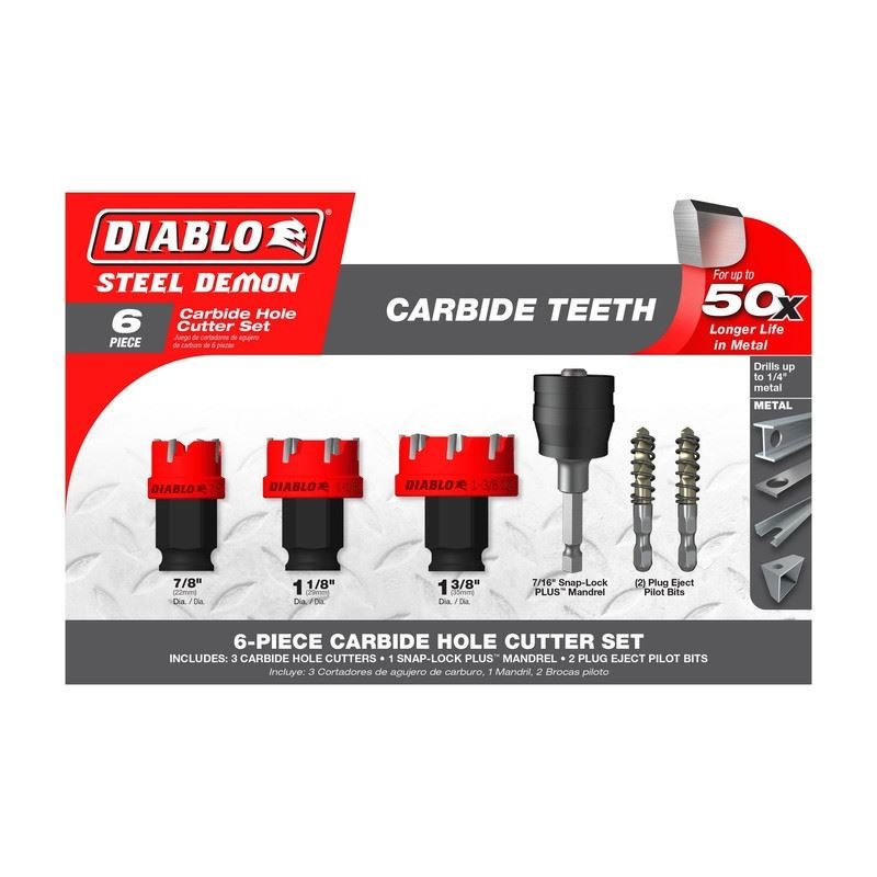 DIABLO DHS06CFS 6 pc Steel Demon Carbide Teeth Hole Cutter Set - Mississauga Hardware Centre Inc
