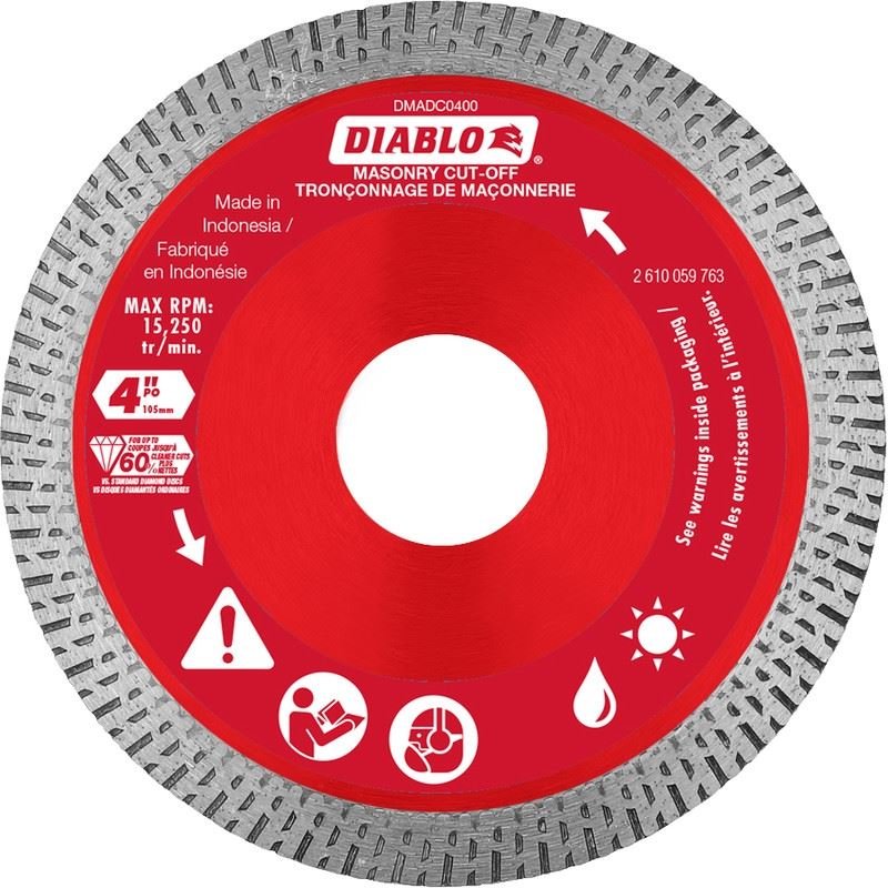 Diablo DMADC0400 4 in. Diamond Continuous Rim Cut - Off Discs for Masonry - Mississauga Hardware Centre Inc