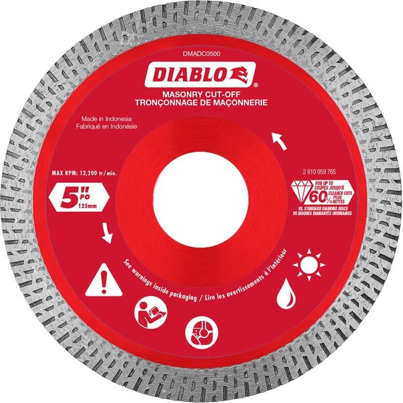 Diablo DMADC0500 5 in. Diamond Continuous Rim Cut - Off Discs for Masonry - Mississauga Hardware Centre Inc
