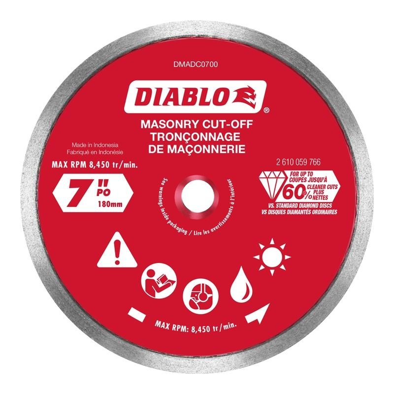 Diablo DMADC0700 7 in. Diamond Continuous Rim Cut - Off Discs for Masonry - Mississauga Hardware Centre Inc