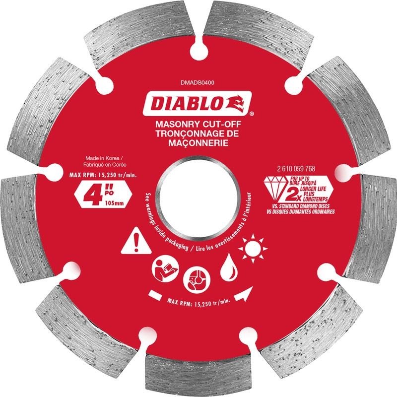 Diablo DMADS0400 4 in. Diamond Segmented Cut - Off Discs for Masonry - Mississauga Hardware Centre Inc