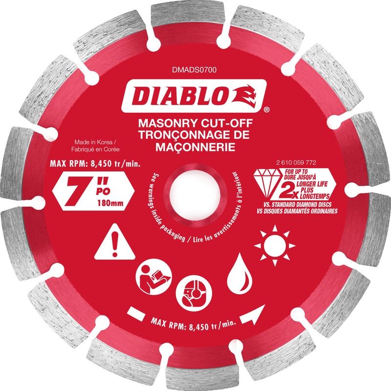 Diablo DMADS0700 7 in. Diamond Segmented Cut - Off Discs for Masonry - Mississauga Hardware Centre Inc