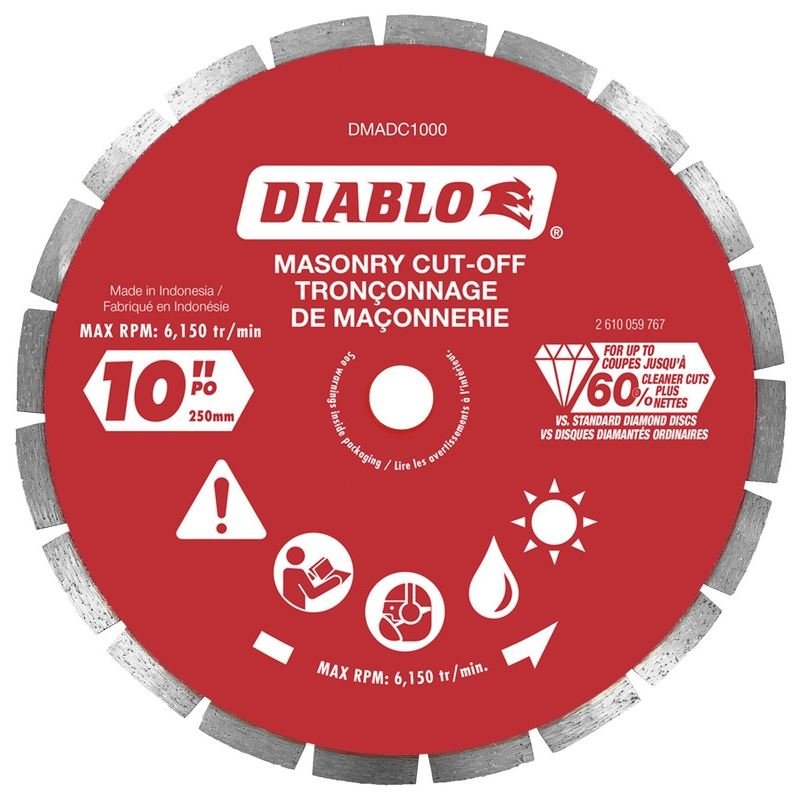 Diablo DMADS1000 10 in. Diamond Segmented Cut - Off Discs for Masonry - Mississauga Hardware Centre Inc